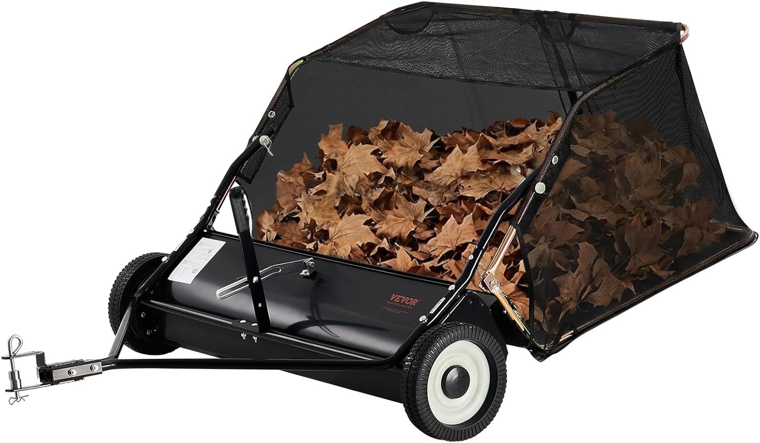 VEVOR Balayeuse à Gazon à tracter – 400 L, Hauteur de Balayage réglable pour ramasser débris, 6 cm, 106, Herbe, Noir