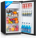 FOHERE Petit Frigo avec Congélateur de 91L – Thermostat Réglable, Bac à Légumes, Noir, Réfrigérateur à une porte