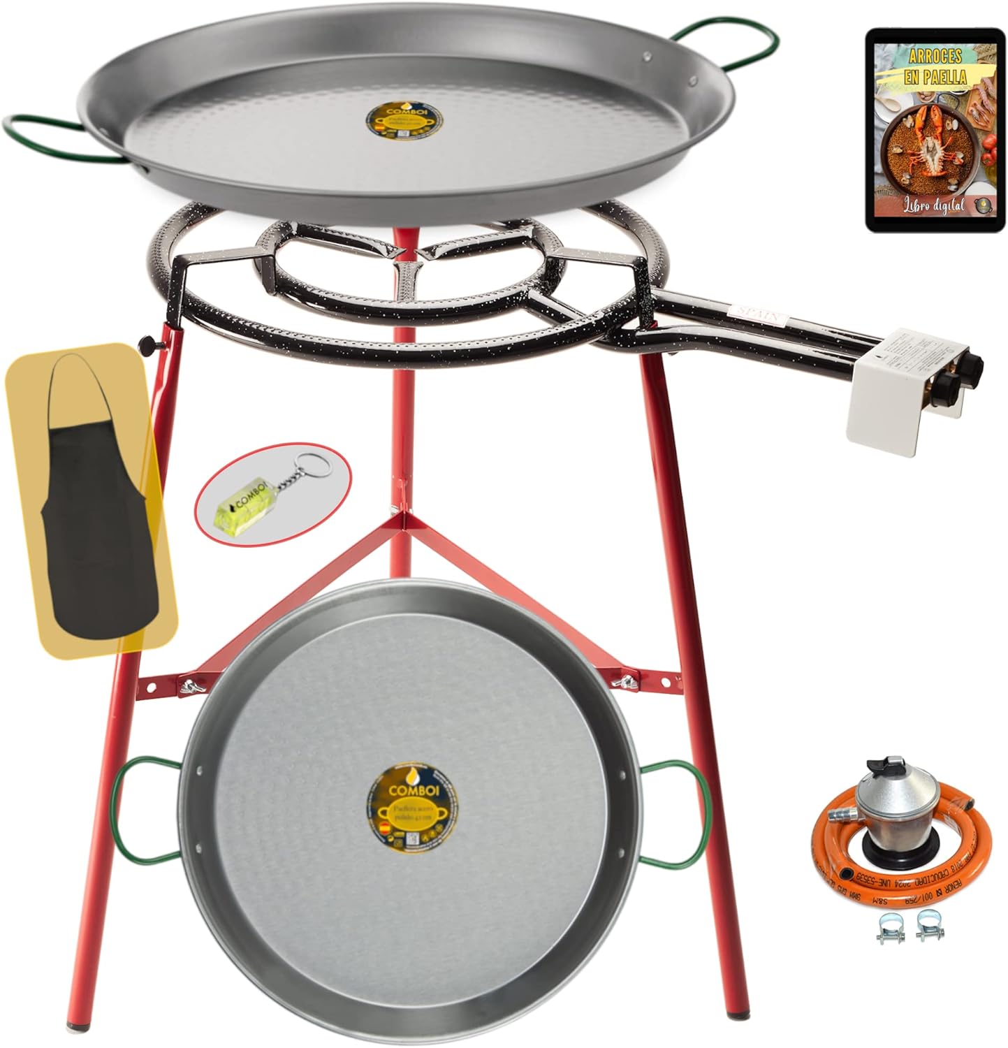 Brûleur à Gaz Butane de 50 cm – Kit paella – Plats à paella, COMBOI, Poêles à paella de 60 cm et 42 cm, Régulateur de Gaz, Tuyau