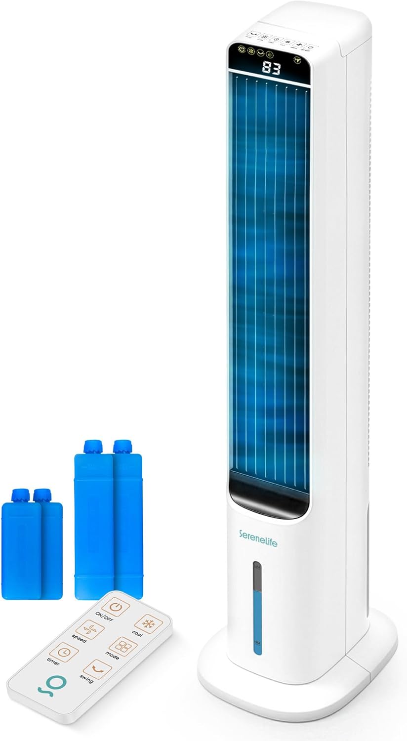 Rafraîchisseurs d'air par évaporation – SereneLife, Rafraîchisseur d'Air Évaporatif 5 L avec Télécommande, Pour Chambre, 3 Vitesses