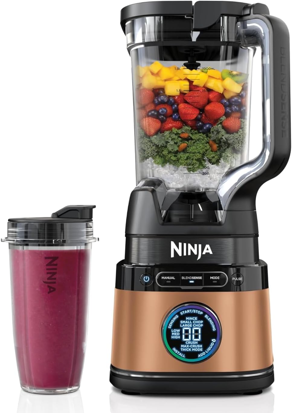 NINJA Detect Power Blender Pro & Single Serve 2-en-1 – mixeur 1200W avec récipient 2L, 1 gobelets individuel