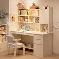 ZHFASDS bureau informatique 120 x 45 x 165 cm blanc avec étagères, tiroirs et armoire de rangement
