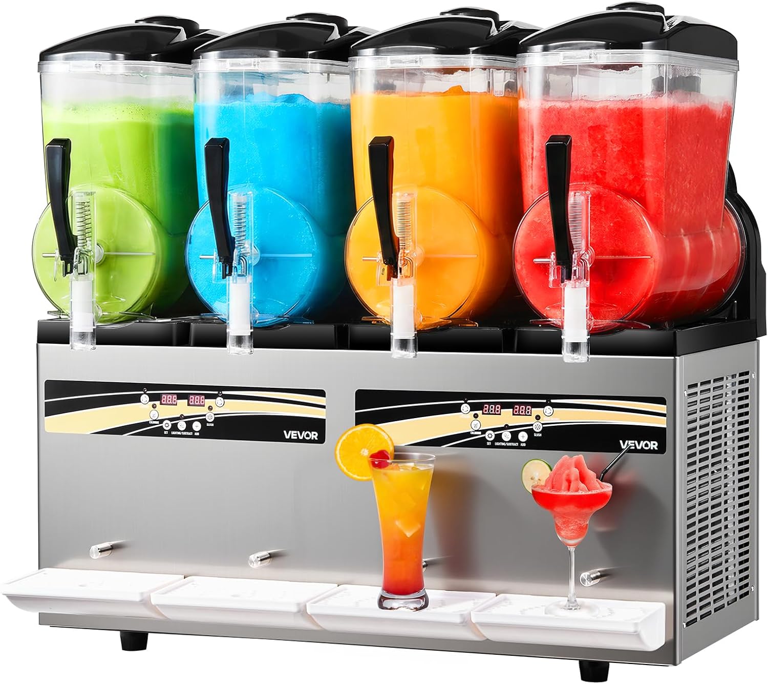 Machines à granité – VEVOR, Machine à Granité 4x12 L, pour Granitas Margarita Milk-shake Restaurant Café Bar Maison, Noir/Argent