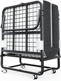 Charge 200 kg – Lit Pliant 1 Personne 100 x 190 cm Lit Pliable Adulte avec Matelas en Mousse de 13 cm, CAIYUN, Noir, Noir/Gris/Blanc