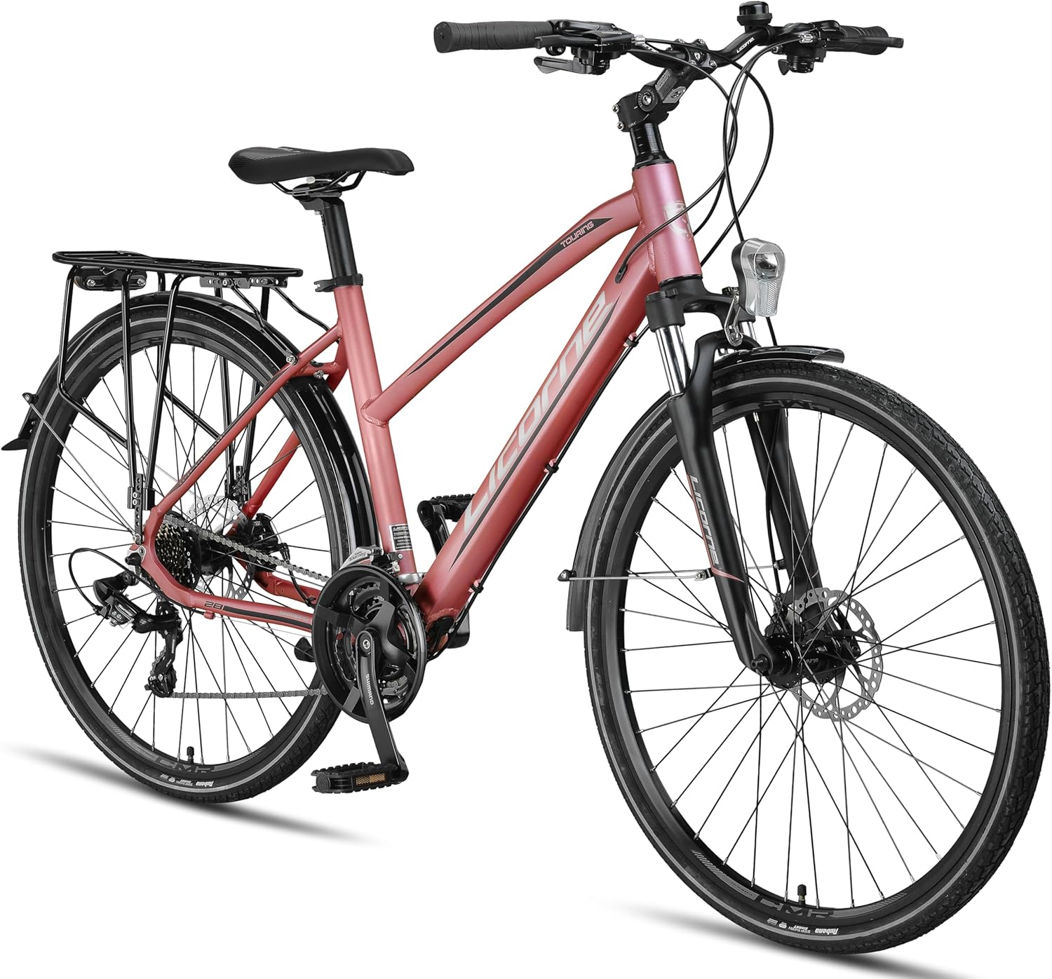 VTC – Licorne Bike, Vélo de trekking 28'', pour femme, 21 vitesses, vélo de cross, avec frein à disque en aluminium, VTT, homme, garçon, fille
