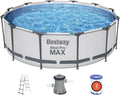 Steel Pro Max Kit Piscine Hors Sol 3 – Structures pour piscines, Bestway, 66 x 1, 00 m, Blanc/Bleu