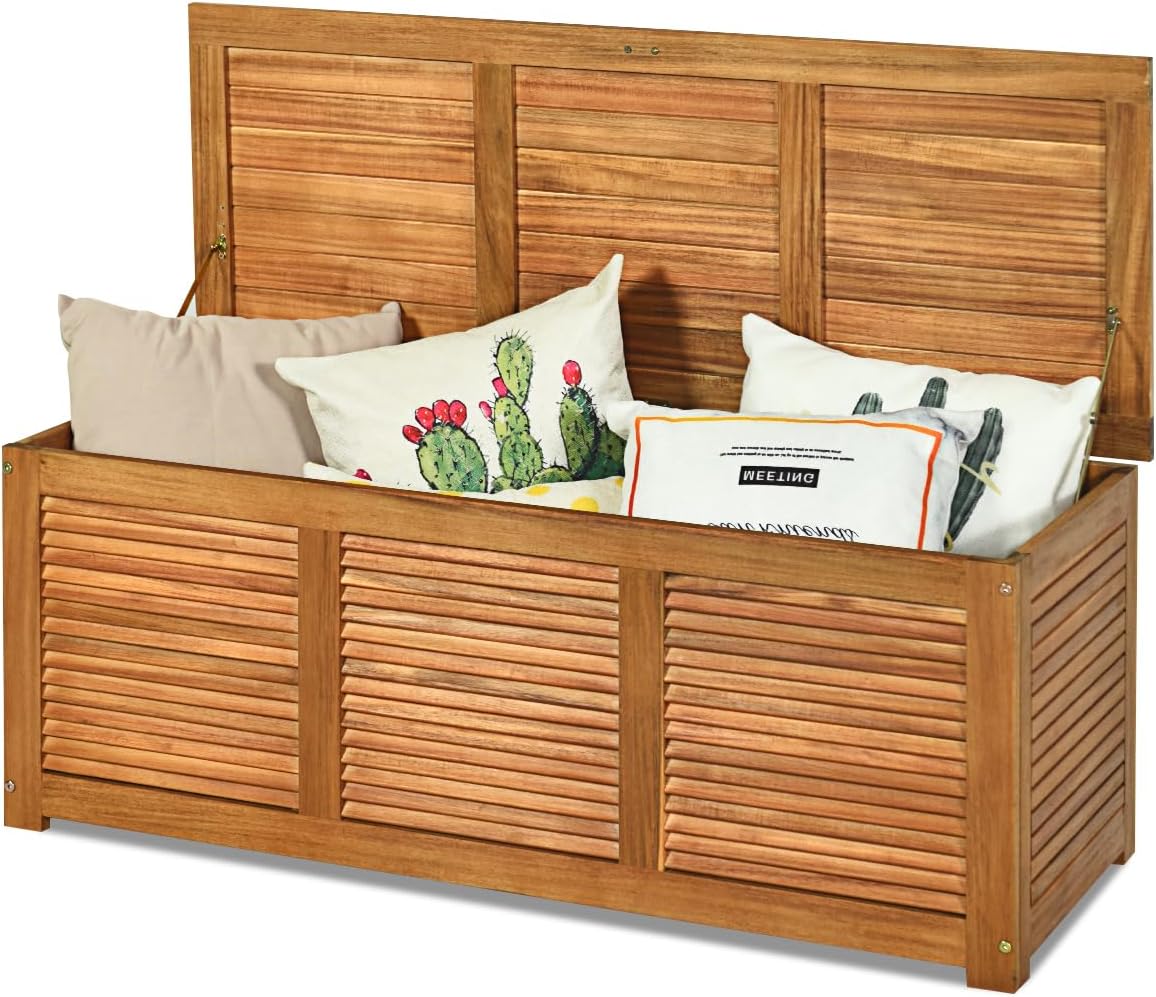 Banc de Stockage avec Couvercle – 178L Coffre de Rangement Extérieur en Bois – Coffres de rangement, HOMASIS, Balcon, Entrée