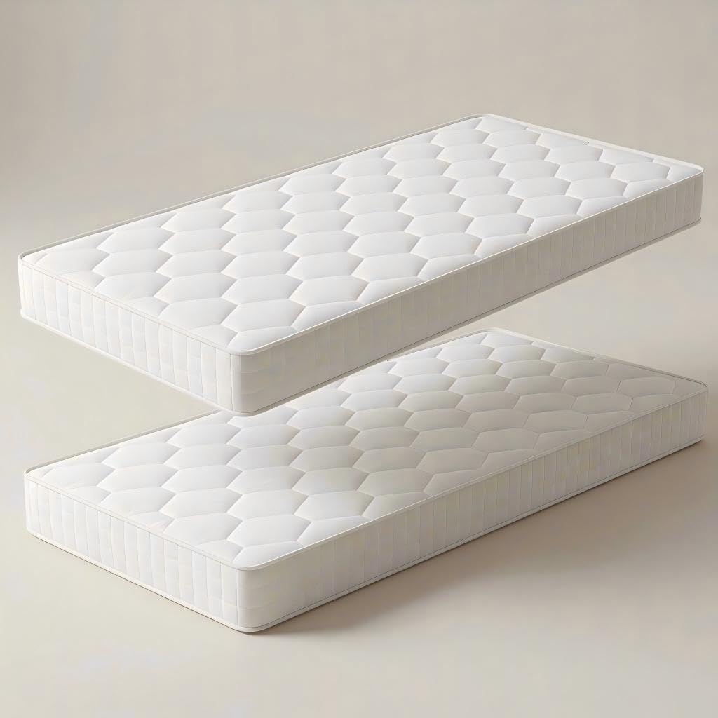 Lot de 2 Matelas 90x190x10cm – Lot de 2 Matelas 90x190 - Épaisseur 10cm Matelas Ergonomique, Luxirest, Blanc