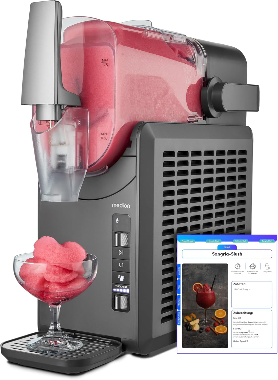 5 modes de boisson – Machine à granité (boissons glacées – Machines à glace et sorbetières, MEDION, capacité 2, réservoir 1
