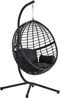CONCEPT USINE Fauteuil Suspendu Noir en Rotin Naturel – Résiste à l'eau, Structure en Acier, Design Auroa
