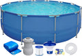 Piscine de Jardin avec Cadre en Acier - Kit Complet avec Pompe filtrante - Couvercle du – Bleu