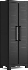 Keter 9634100002202 - XL Armoire 4 Étagères Réalisée en Résine Detroit Haut Noir 65 x 45 x 182 H cm – armoire