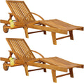 Bains de soleil – Casaria, ® 2X Chaise Longue Jardin Exterieur Tami Sun en Bois D Acacia Chaise Pliante avec Roues Type
