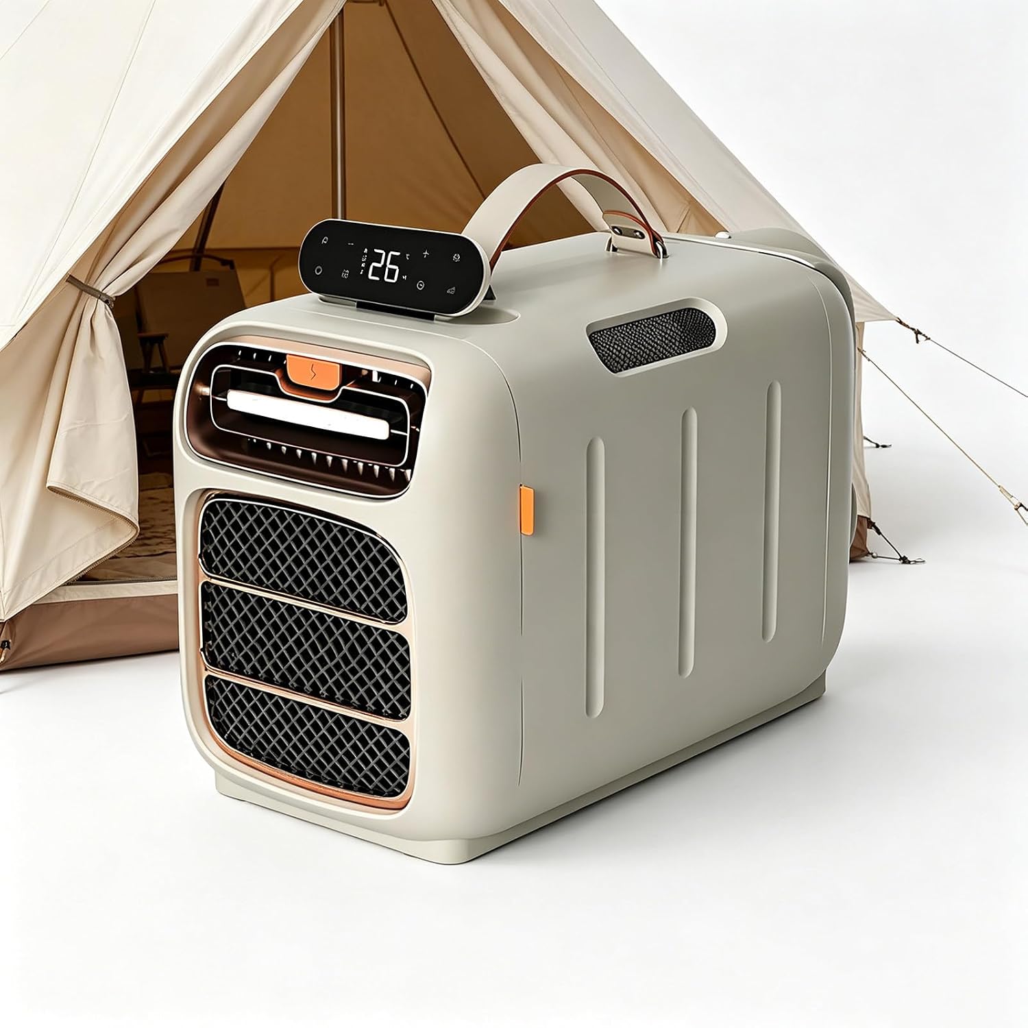 GESAIDES Climatiseur Portable 5000 BTU pour Le Camping sous Tente – niches pour Chiens AC110V, tentes de Culture, Beige/Noir/Orange
