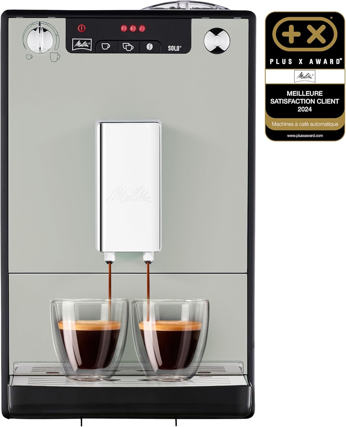 Melitta Solo Sandy Grey – Machine à Café à Grains avec Broyeur et Système d'Extraction des Arômes, Mode 1 à 2 Tasses, E950-777, 1400W, Affichage LED