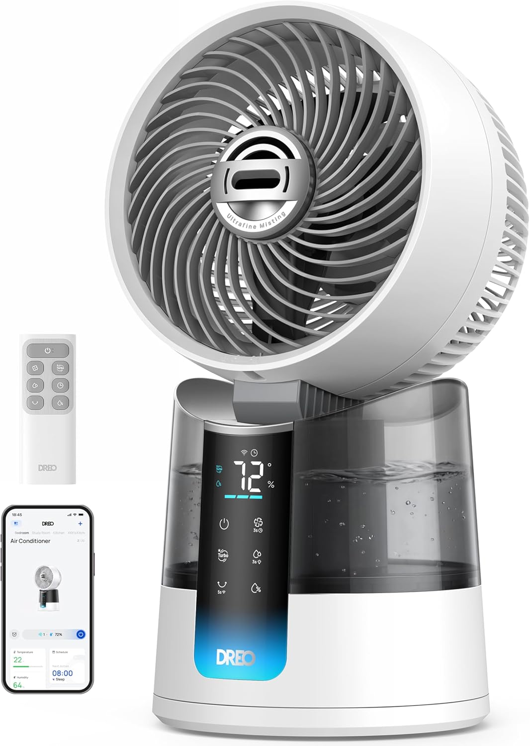 DREO TurboCool Ventilateur 516S – contrôle app & télécommande., silencieux 20 dB, 6 vitesses, 2 modes, ventilateur de table oscillation 150° + 30°