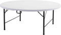 Rekkem Table Pliante Ronde 10 Personnes – Peut supporter une charge maximum de 150 kg, Blanc/Noir