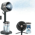 Ventilateurs sur pied – Shark, FlexBreeze Pro Mist Ventilateur intérieur/extérieur sans fil, 5 vitesses, Gris Charbon FA300EU, Télécommande