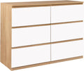 22,5 x Épaisseur 1,2 cmDimensions de l'intérieur d'un tiroir: L – Commode 6 tiroirs TOMI 110 cm Bois façon hêtre et Blanc – Commodes