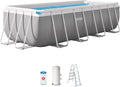 Intex kit Piscine Prism Frame rectangulaire Tubulaire (l) 4 – 00 x (l) 2, 00 x (h) 1, 22m, Gris/Blanc