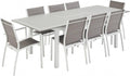 Alice's Garden sweeek Alice's Garden - Table de Jardin Extensible Aluminium + 8 assises - Chicago Blanc/Taupe