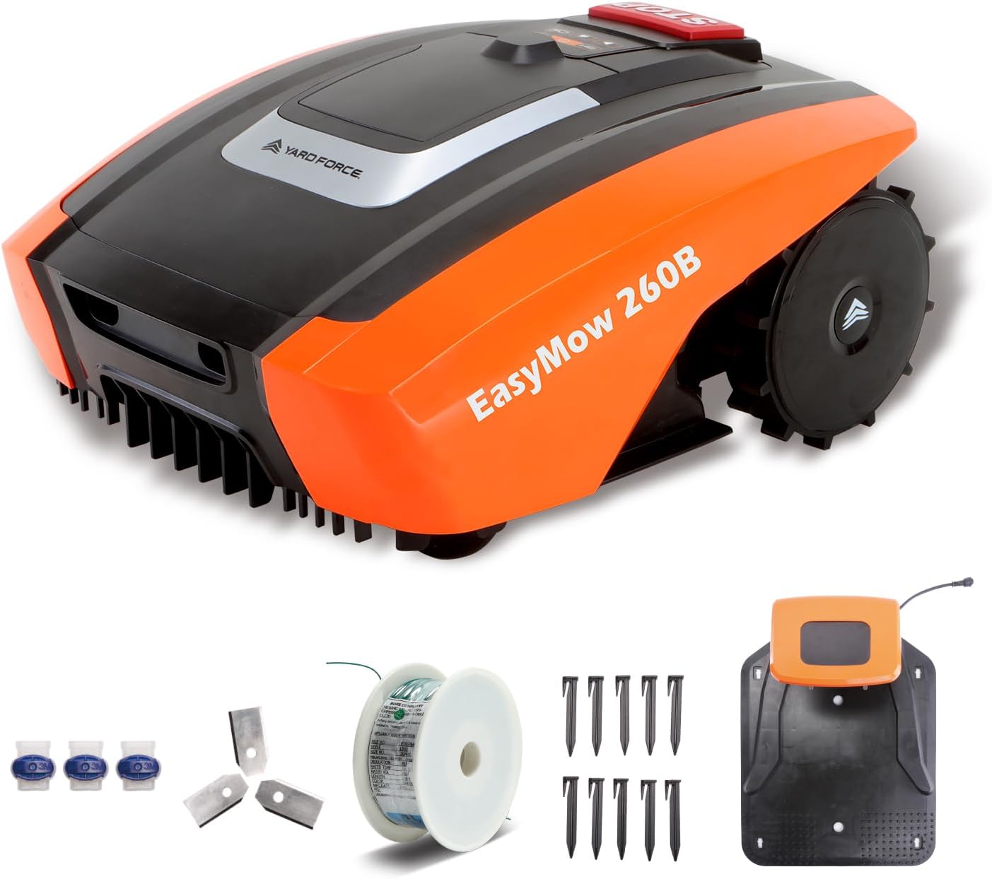 L'Easymow 260 – Robot Tondeuse Easymow 260B pour Jardins jusqu'à 260m2. Noir/Orange – Tondeuses robot, Yard Force