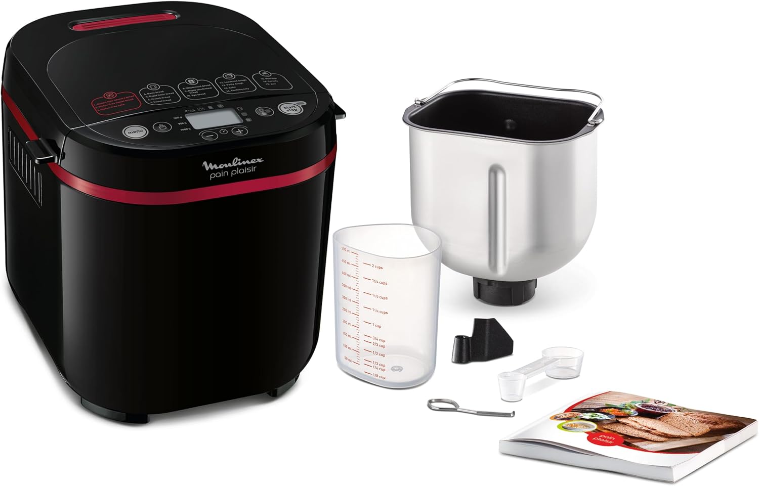 1 Kg – Pain Plaisir Machine à pain – Machines à pain, Moulinex, Programme sans gluten, 3 niveaux de dorage, OW220830 Noir, 720W