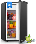 FOHERE Mini Réfrigérateur 90L – Noir, Contrôle de la Température, Petit Frigo de Chambre/Dortoir/Bureau, Silencieux